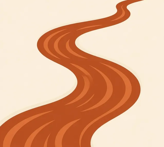 Illustration eines geschwungenen Flusses